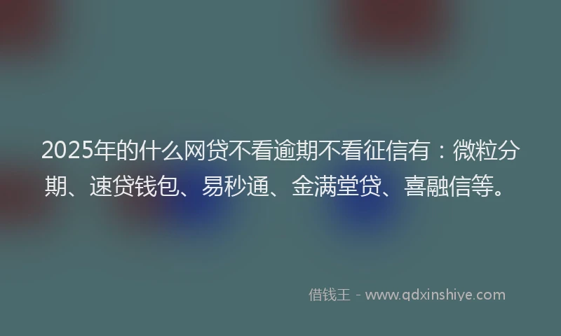 2025年的什么网贷不看逾期不看征信有：微粒分期、速贷钱包、易秒通、金满堂贷、喜融信等。
