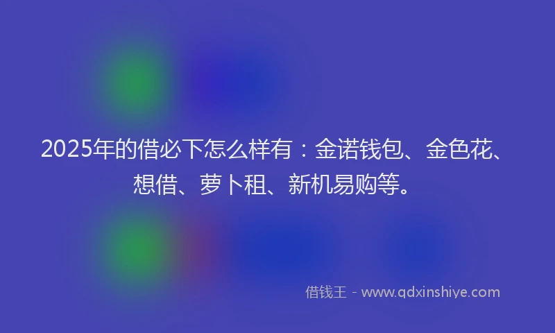 2025年的借必下怎么样有：金诺钱包、金色花、想借、萝卜租、新机易购等。