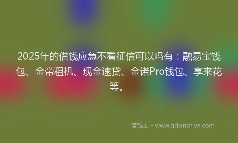 2025年的借钱应急不看征信可以吗有：融易宝钱包、金帝租机、现金速贷、金诺Pro钱包、享来花等。