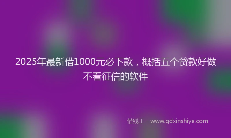2025年最新借1000元必下款，概括五个贷款好做不看征信的软件