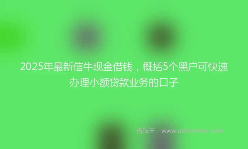 2025年最新信牛现金借钱，概括5个黑户可快速办理小额贷款业务的口子