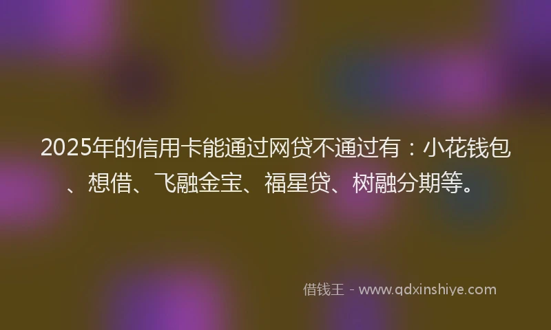 2025年的信用卡能通过网贷不通过有：小花钱包、想借、飞融金宝、福星贷、树融分期等。