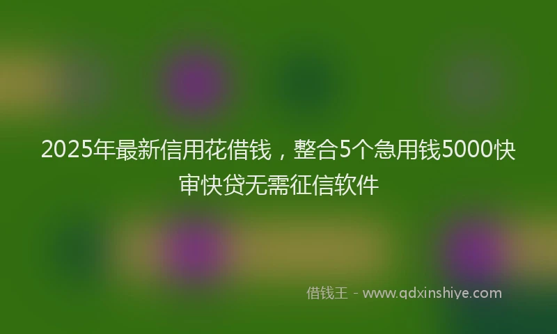 2025年最新信用花借钱，整合5个急用钱5000快审快贷无需征信软件