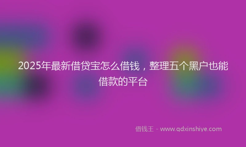 2025年最新借贷宝怎么借钱，整理五个黑户也能借款的平台