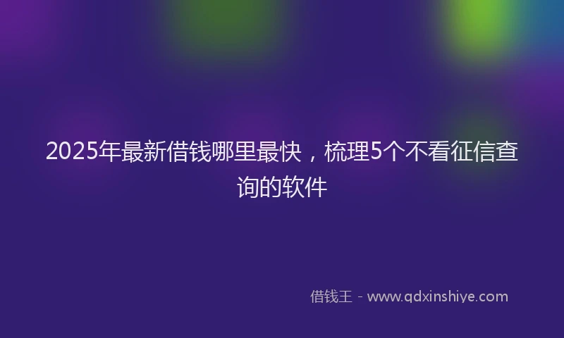 2025年最新借钱哪里最快，梳理5个不看征信查询的软件
