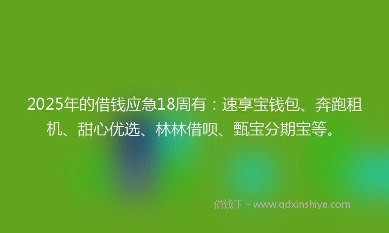 2025年的借钱应急18周有：速享宝钱包、奔跑租机、甜心优选、林林借呗、甄宝分期宝等。