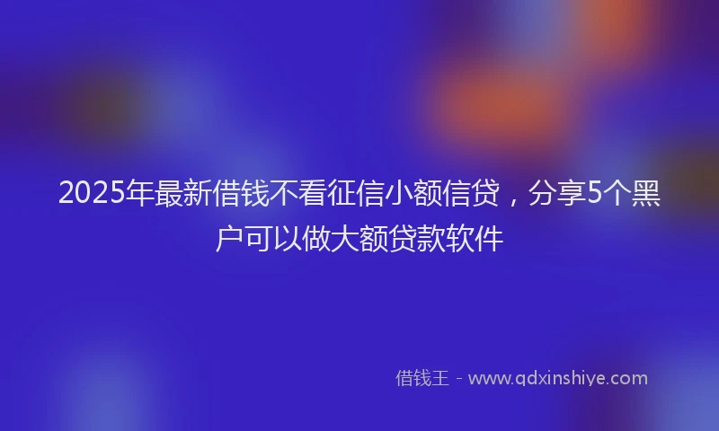 2025年最新借钱不看征信小额信贷，分享5个黑户可以做大额贷款软件