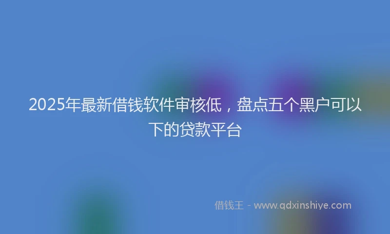 2025年最新借钱软件审核低，盘点五个黑户可以下的贷款平台