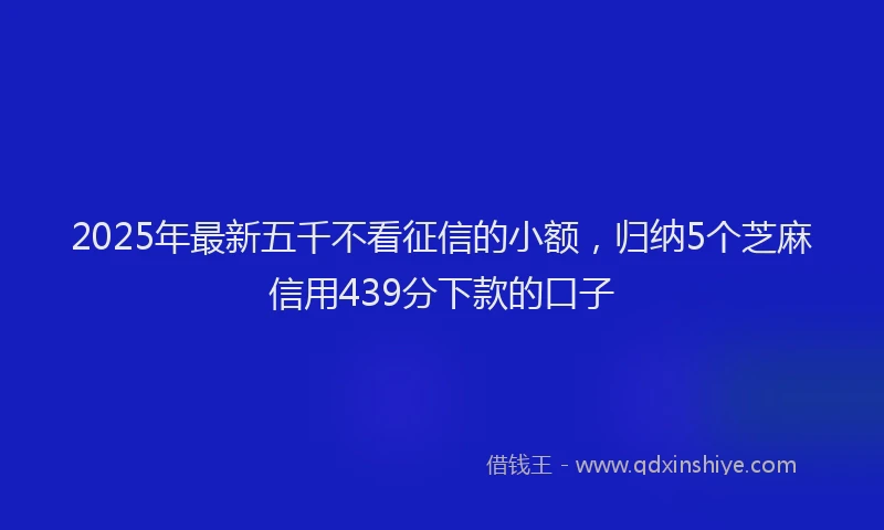 2025年最新五千不看征信的小额，归纳5个芝麻信用439分下款的口子