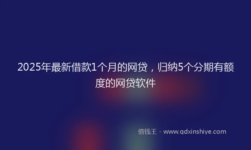 2025年最新借款1个月的网贷，归纳5个分期有额度的网贷软件