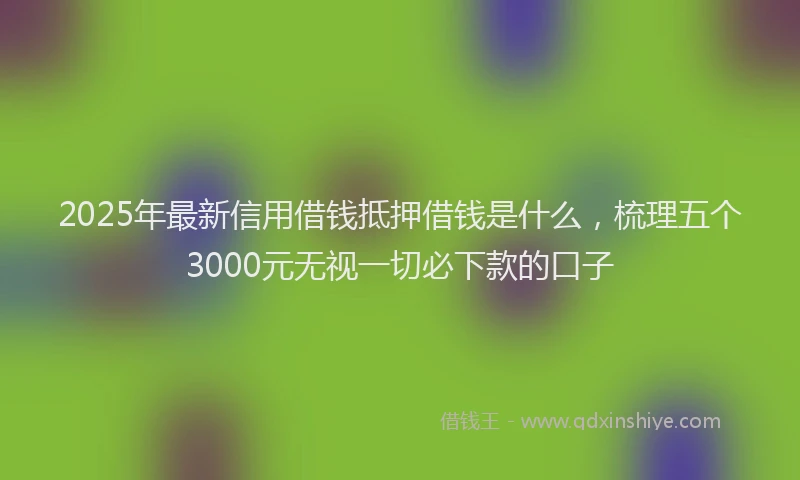 2025年最新信用借钱抵押借钱是什么，梳理五个3000元无视一切必下款的口子