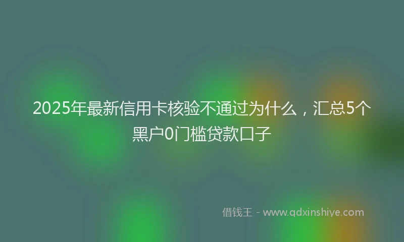 2025年最新信用卡核验不通过为什么，汇总5个黑户0门槛贷款口子