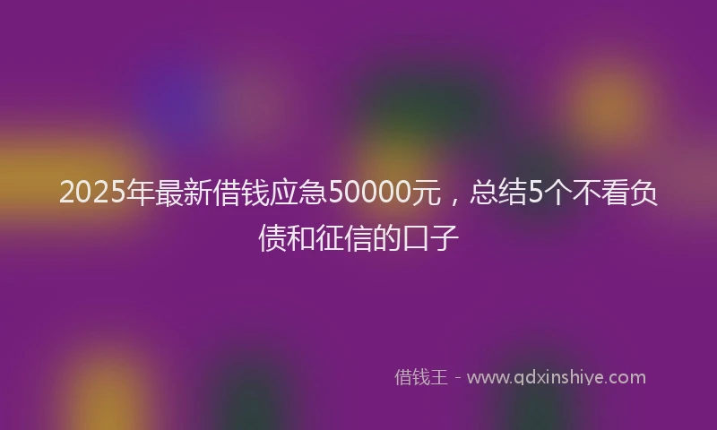 2025年最新借钱应急50000元，总结5个不看负债和征信的口子