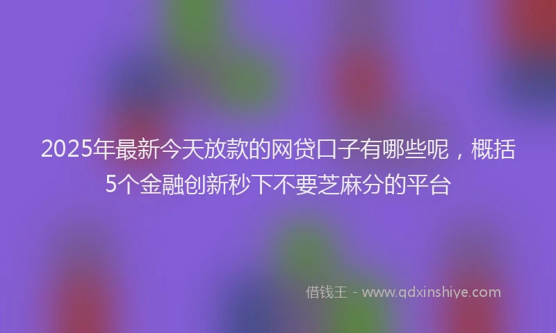 2025年最新今天放款的网贷口子有哪些呢，概括5个金融创新秒下不要芝麻分的平台