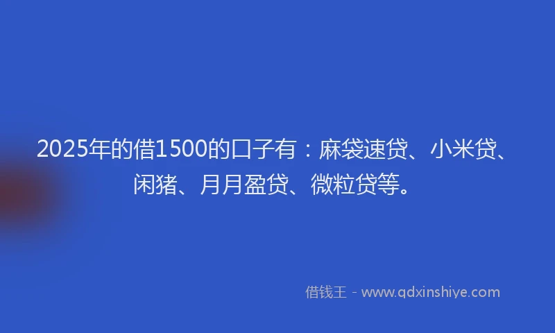 2025年的借1500的口子有：麻袋速贷、小米贷、闲猪、月月盈贷、微粒贷等。