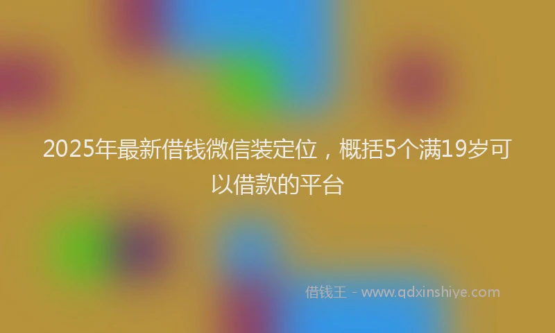 2025年最新借钱微信装定位，概括5个满19岁可以借款的平台