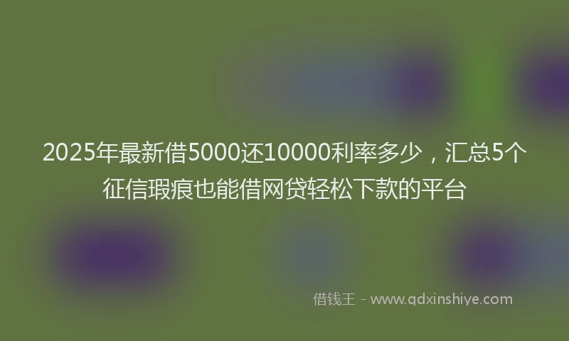 2025年最新借5000还10000利率多少，汇总5个征信瑕疵也能借网贷轻松下款的平台