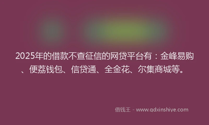 2025年的借款不查征信的网贷平台有：金峰易购、便荔钱包、信贷通、全金花、尔集商城等。