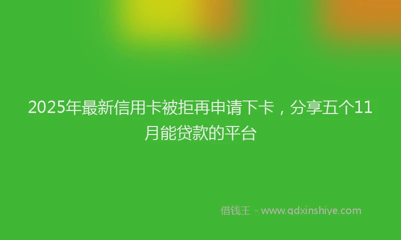 2025年最新信用卡被拒再申请下卡，分享五个11月能贷款的平台