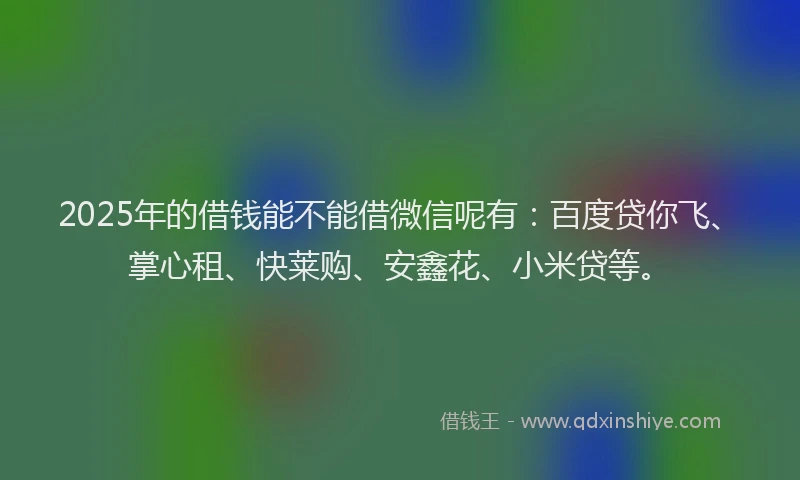 2025年的借钱能不能借微信呢有：百度贷你飞、掌心租、快莱购、安鑫花、小米贷等。