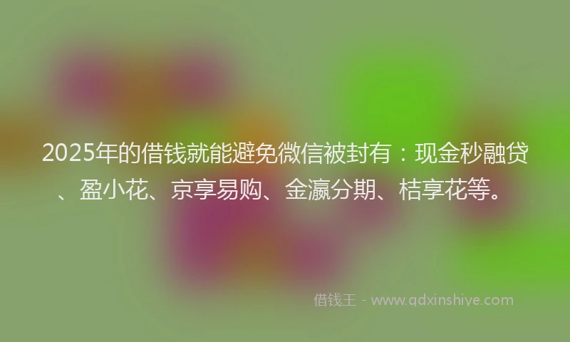 2025年的借钱就能避免微信被封有：现金秒融贷、盈小花、京享易购、金瀛分期、桔享花等。