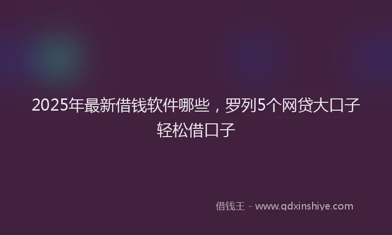 2025年最新借钱软件哪些，罗列5个网贷大口子轻松借口子