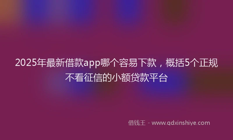 2025年最新借款app哪个容易下款，概括5个正规不看征信的小额贷款平台