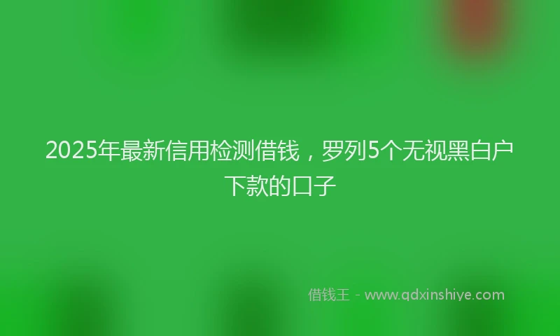 2025年最新信用检测借钱，罗列5个无视黑白户下款的口子