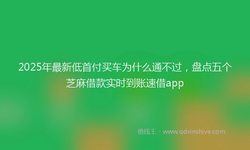 2025年最新低首付买车为什么通不过，盘点五个芝麻借款实时到账速借app