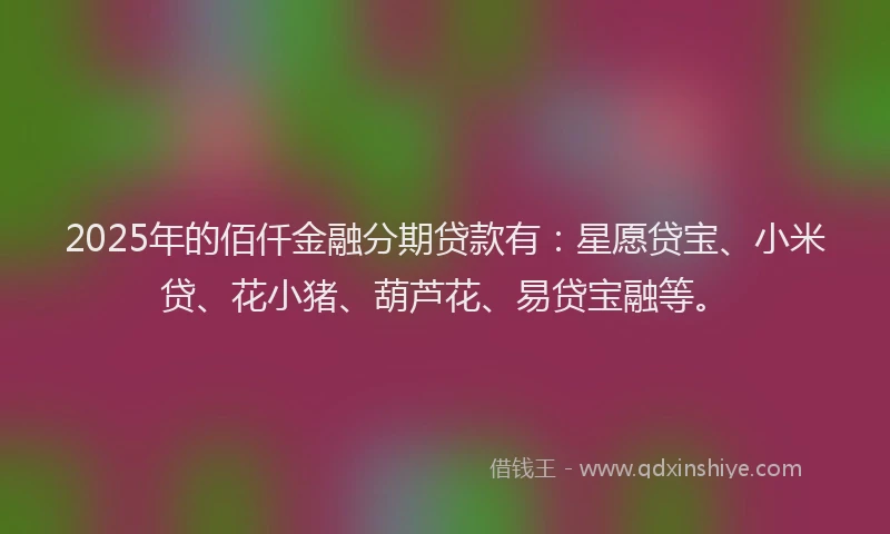 2025年的佰仟金融分期贷款有：星愿贷宝、小米贷、花小猪、葫芦花、易贷宝融等。