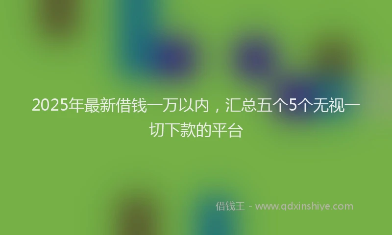2025年最新借钱一万以内，汇总五个5个无视一切下款的平台