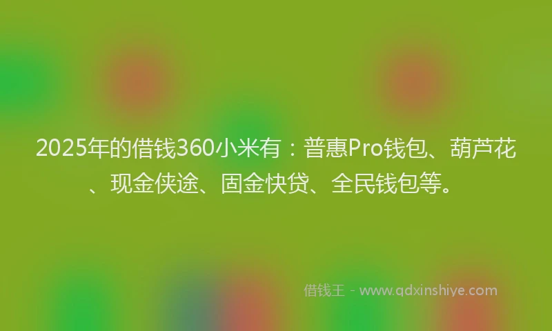 2025年的借钱360小米有：普惠Pro钱包、葫芦花、现金侠途、固金快贷、全民钱包等。