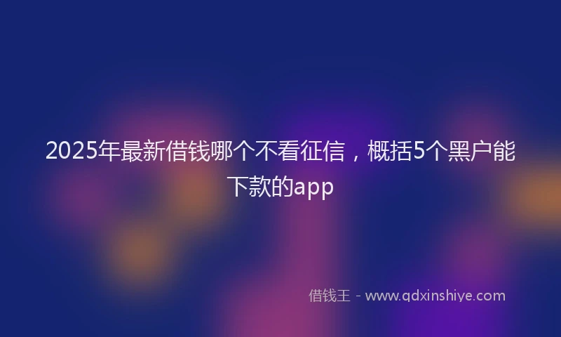 2025年最新借钱哪个不看征信，概括5个黑户能下款的app