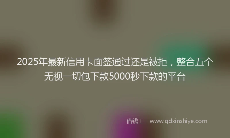 2025年最新信用卡面签通过还是被拒，整合五个无视一切包下款5000秒下款的平台