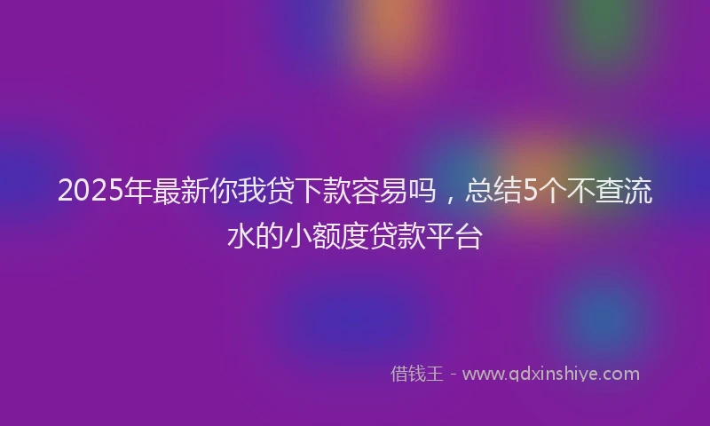 2025年最新你我贷下款容易吗，总结5个不查流水的小额度贷款平台