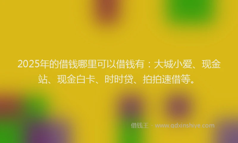 2025年的借钱哪里可以借钱有：大城小爱、现金站、现金白卡、时时贷、拍拍速借等。