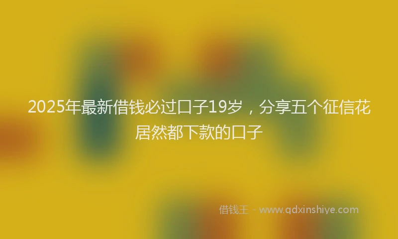 2025年最新借钱必过口子19岁，分享五个征信花居然都下款的口子