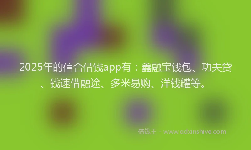 2025年的信合借钱app有：鑫融宝钱包、功夫贷、钱速借融途、多米易购、洋钱罐等。