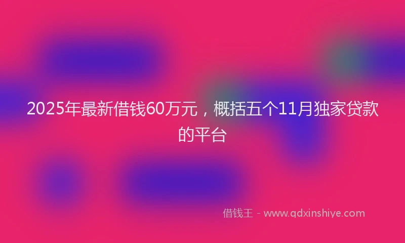 2025年最新借钱60万元，概括五个11月独家贷款的平台