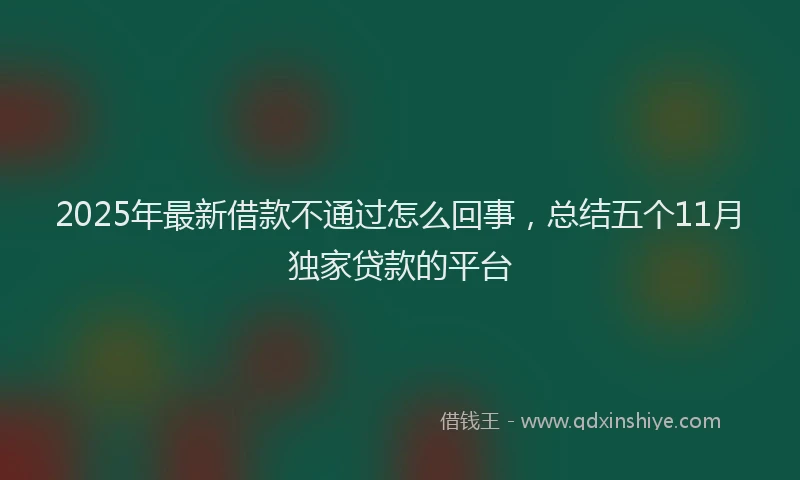 2025年最新借款不通过怎么回事，总结五个11月独家贷款的平台