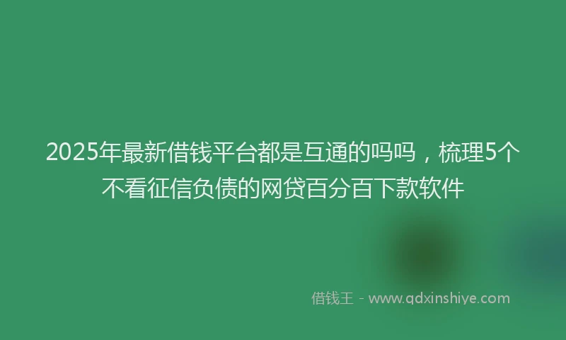 2025年最新借钱平台都是互通的吗吗，梳理5个不看征信负债的网贷百分百下款软件