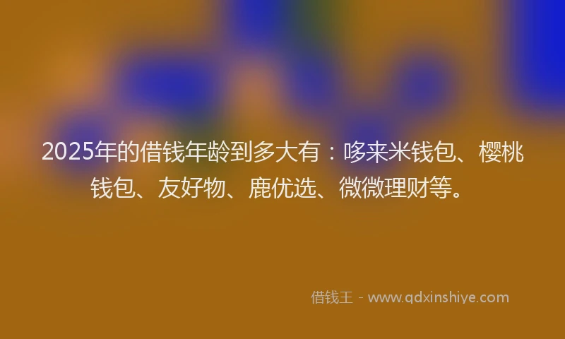 2025年的借钱年龄到多大有：哆来米钱包、樱桃钱包、友好物、鹿优选、微微理财等。