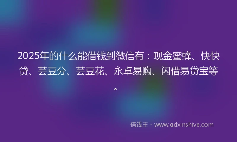2025年的什么能借钱到微信有：现金蜜蜂、快快贷、芸豆分、芸豆花、永卓易购、闪借易贷宝等。