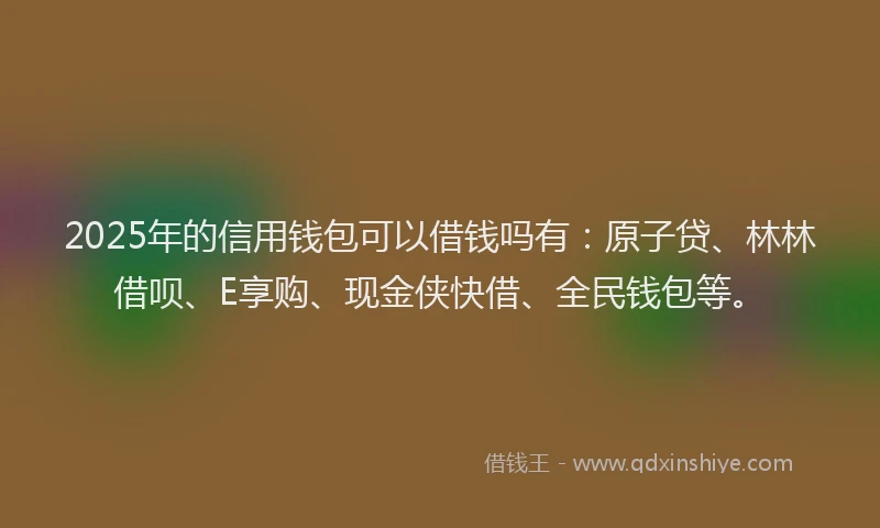 2025年的信用钱包可以借钱吗有：原子贷、林林借呗、E享购、现金侠快借、全民钱包等。