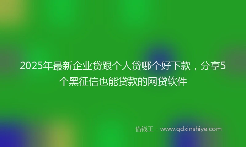 2025年最新企业贷跟个人贷哪个好下款，分享5个黑征信也能贷款的网贷软件