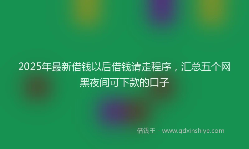 2025年最新借钱以后借钱请走程序，汇总五个网黑夜间可下款的口子