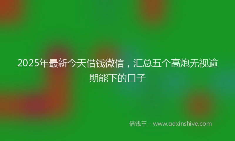 2025年最新今天借钱微信，汇总五个高炮无视逾期能下的口子