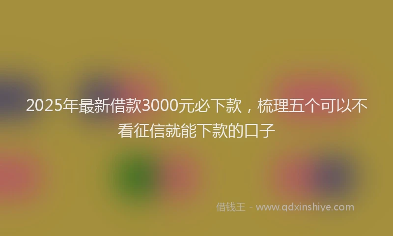 2025年最新借款3000元必下款，梳理五个可以不看征信就能下款的口子