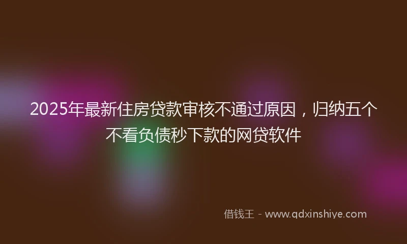 2025年最新住房贷款审核不通过原因，归纳五个不看负债秒下款的网贷软件