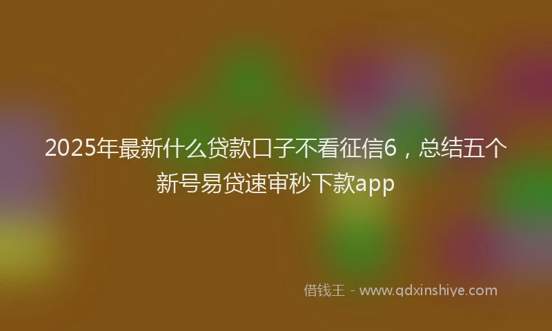 2025年最新什么贷款口子不看征信6，总结五个新号易贷速审秒下款app
